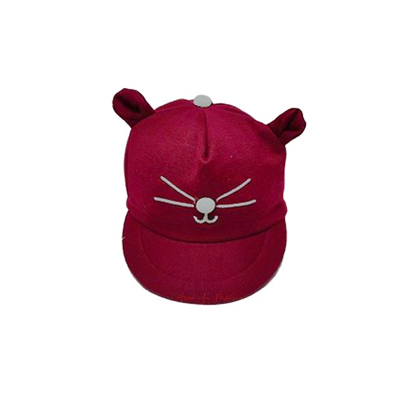 Topi Baseball Bayi Laki Laki Perempuan 0 - 12 Bulan 6 Bulan Baru Lahir Topi Anak Bayi Karakter Kucing Lucu Murah Topi Bayi Cowok Cewek-Maroon