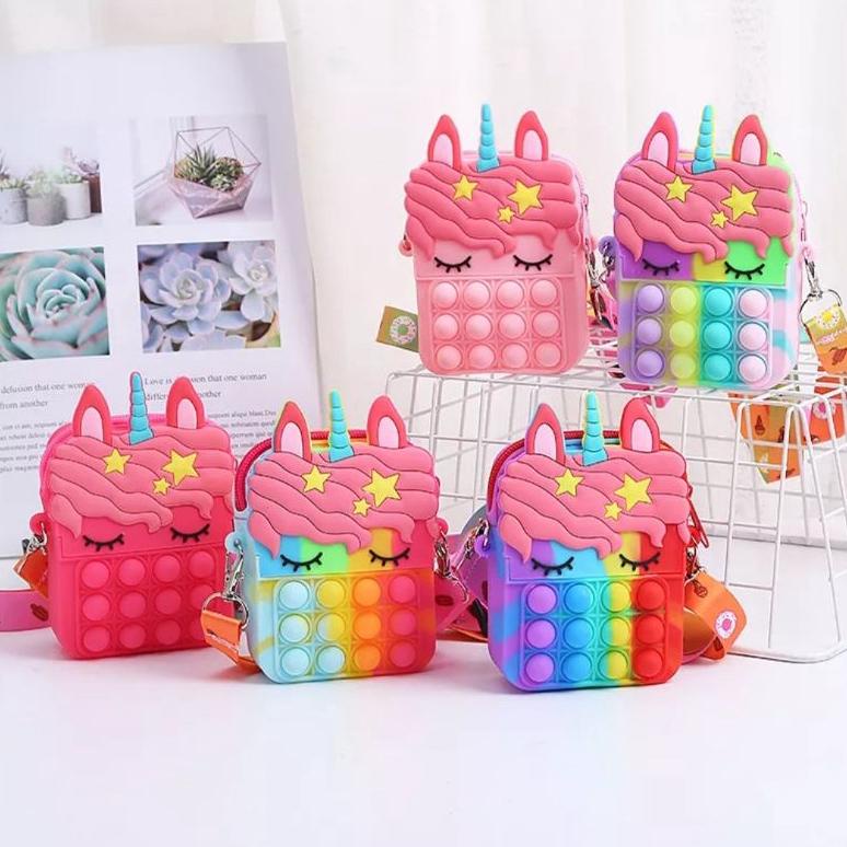 Tas Pop It Mainan Pop It Unicorn Anak Ukuran Kecil