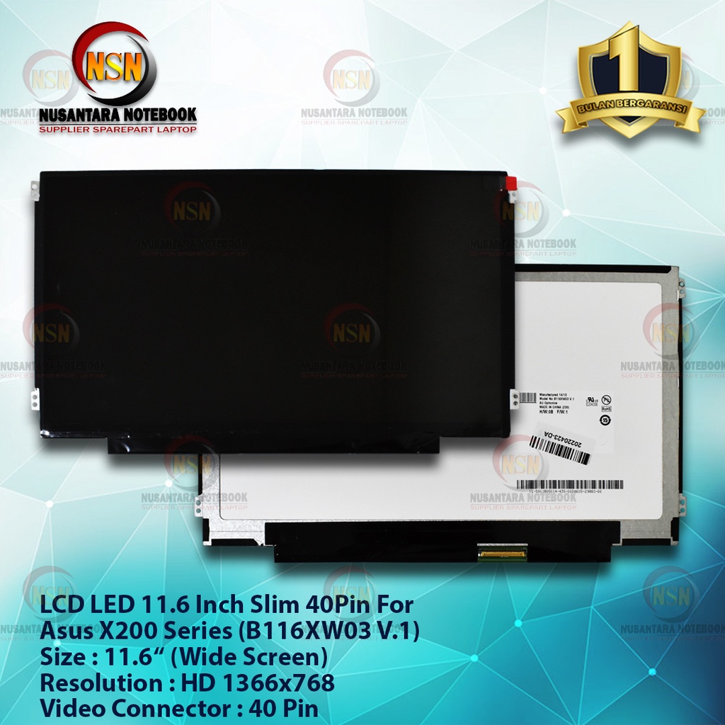 LCD LED 11.6 Inch Slim 40Pin For Asus X200 Series (B116XW03 V.1)