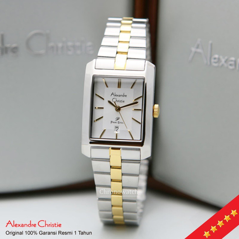 Jam Tangan Wanita Alexandre Christie AC 1019 Silver Gold Classic Stainless / Alexander 1019