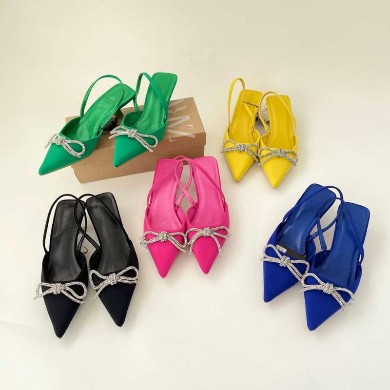 PROMO SALE Shoes Zara Heels 3 cm Sepatu Sandal Pesta Hitam Pink Biru Navy Hijau Kuning