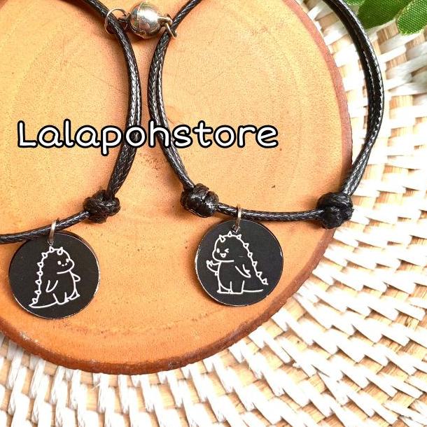 ⅎ GELANG COUPLE MAGNET DINO CUTE HITAM | GELANG COUPLE MAGNET ✻