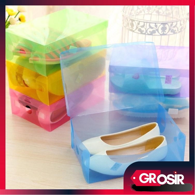 Grosir - H8080 Tempat Sepatu &amp; Sandal / Kotak Sepatu Transparan Warna Warni / Box Penyimpanan Sepatu / Shoes Box Import