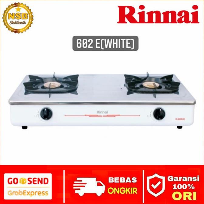 Kompor gas rinai rinnai 2 tungku stenlis stainless RI-602EW putih