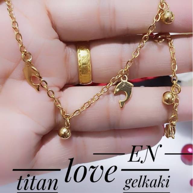 Gelang kaki titanium lapis emas 24k terlaris