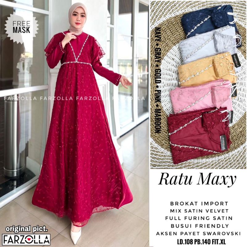 Ratu Maxy ori by Farzolla gamis brukat murah cantik