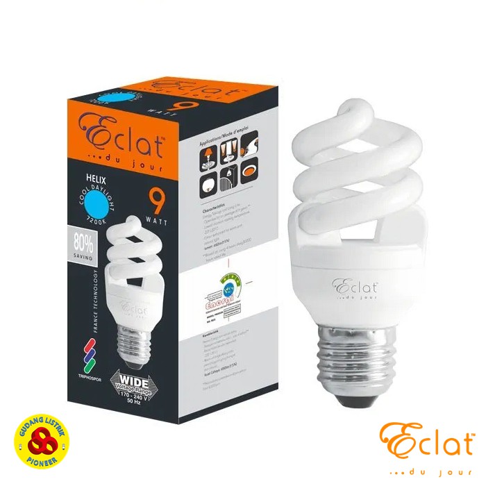 Eclat Helix 9W Putih E27 Lampu Hemat Energi Spiral 9 Watt CDL 220V