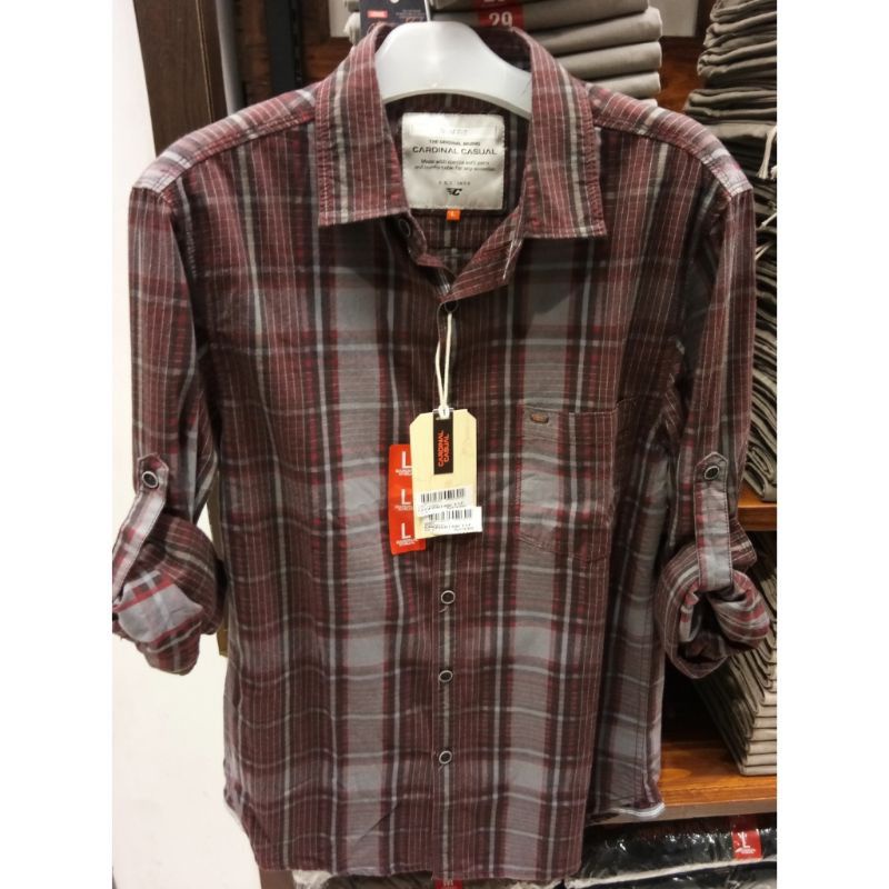 Kemeja Cardinal Casual Original Mens EAKAI00149J 11F Kemeja Lengan Panjang Motif Kotak