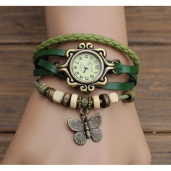 [✅COD] Jam Tangan Gelang Tali Vintage Watch Aksesoris Fashion Korean Style Wanita Cewek Anti Air Murah Couple Original