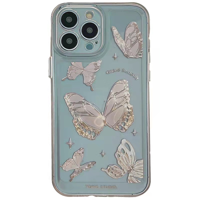 Case Pelindung Bahan Akrilik Transparan Motif Butterfly Untuk iPhone 13 Pro 13prm 11 7Plus 8Plus Xr XS 13 12 Pro Max