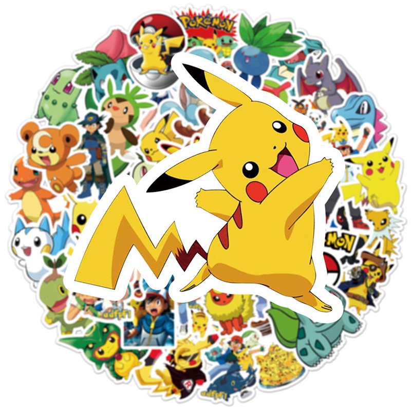 100pcs Stiker Kartun Pokemon Pikachu Untuk Skuter