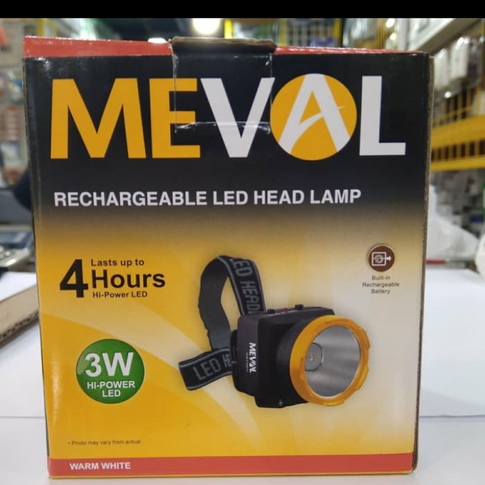 meval Senter kepala 3watt LeD/cahaya putih