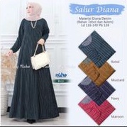 Gamis Jumbo Salur Diana Bahan Diana Denim Ori Nuha