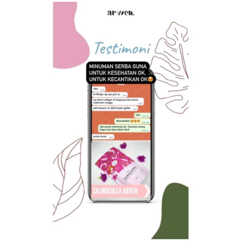 

Salmocolla Arven Minuman Serbut Rasa Stoberi Vanila Dengan Kolage.n
