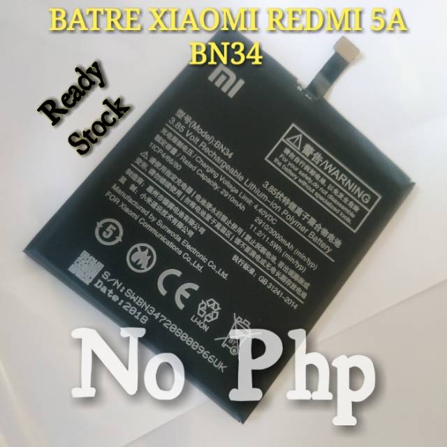 BATERAI BATRE XIAOMI REDMI 5A (BN34) ORIGINAL BATTERY BN34