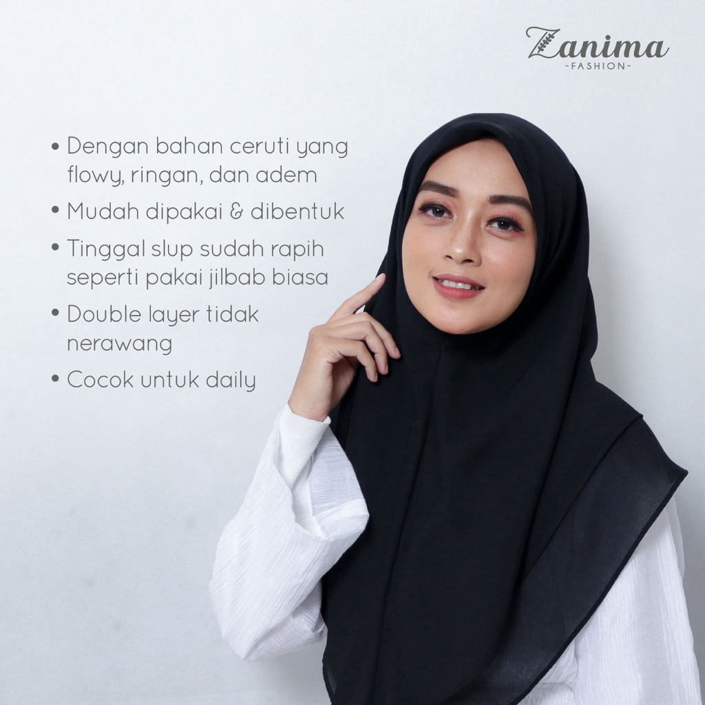 Jilbab Segi Empat Instan Double Layer Bahan Ceruti Babydoll - Zanima Red