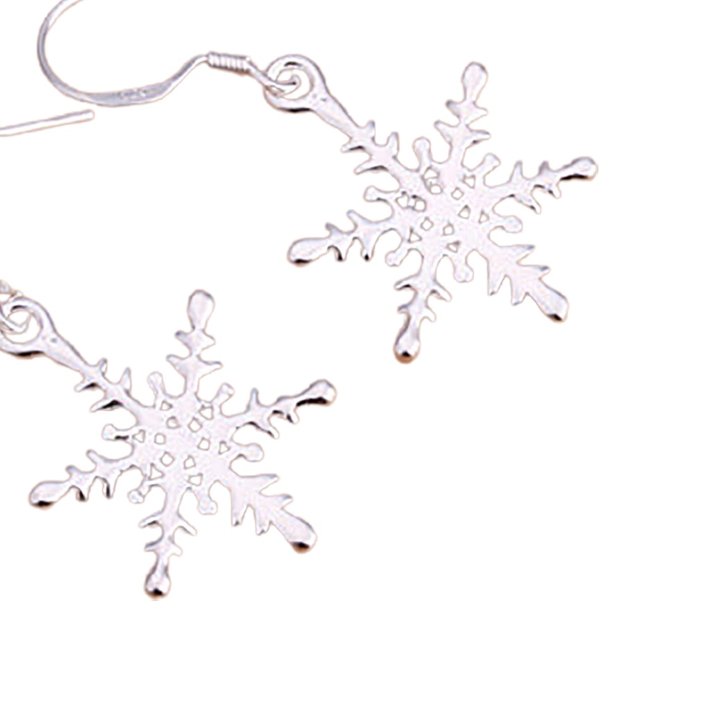 Hu Hu Hu Hu Hu Alat Bantu Pasang Kacamata♡ 1 Pasang Anting Kait Desain Snowflake Bahan 925 Silver Plated Untuk Wanita