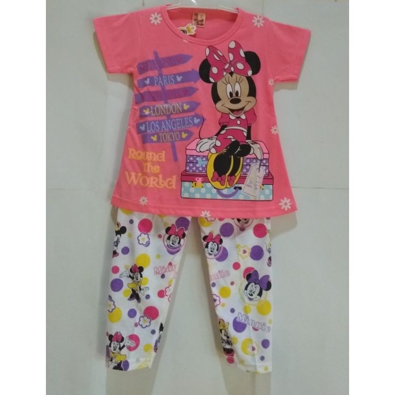 SETELAN ANAK PEREMPUAN MINNIE MOUSE CP Size 1th-5th