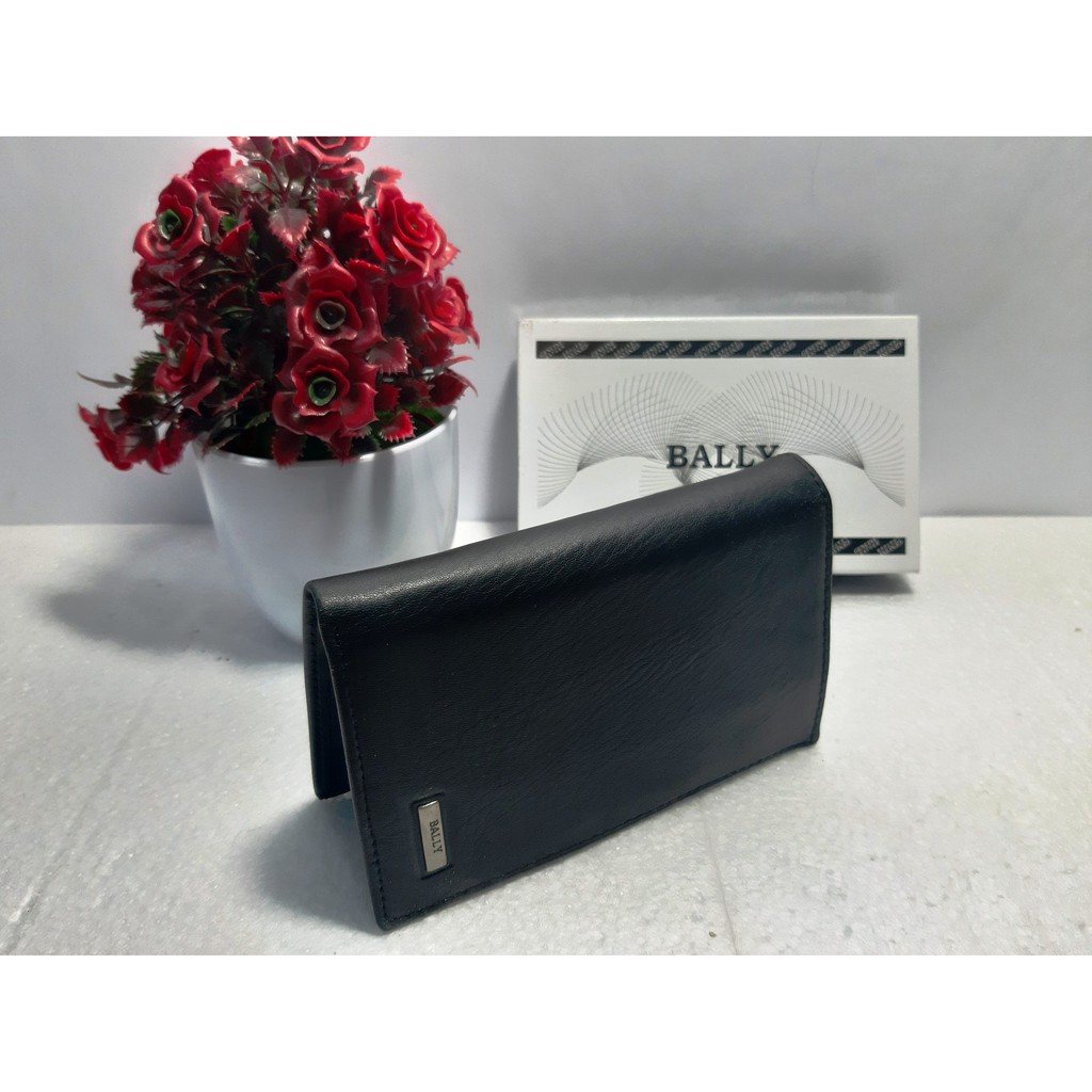 Dompet Kulit Asli Ukuran Tanggung Pria Wanita Merk Bally Motif Natural Bahan Tebal Lembut Dan Elegan