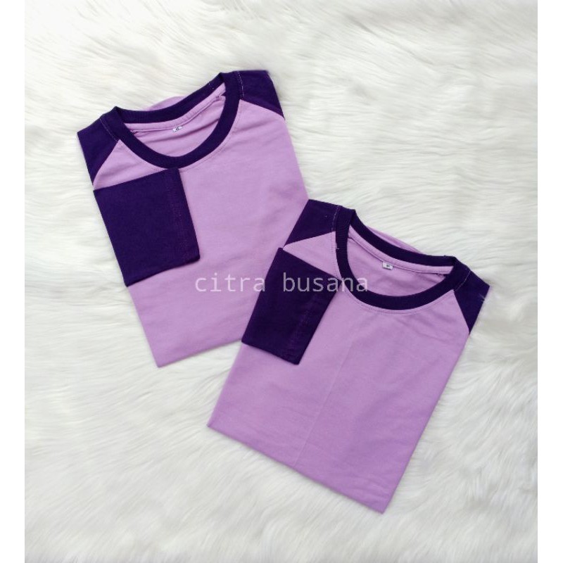 KAOS RAGLAN COMBED UNGU MUDA - UNGU TUA LENGAN 3/4 dan Panjang