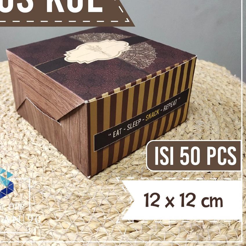 

☀ Dus Kue 12 x 12 cm / Kardus Snack Box isi 50 pcs / Dus Kertas Snack Kotak Box Catering / Dus Box Nasi Catering Motif ❄