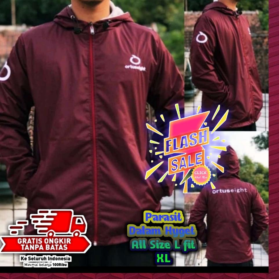 Jaket Bahan Parasit Cowok Lari Jacket Parasut Olahraga Jogging Ortuseight Running Joging Sport Tipis