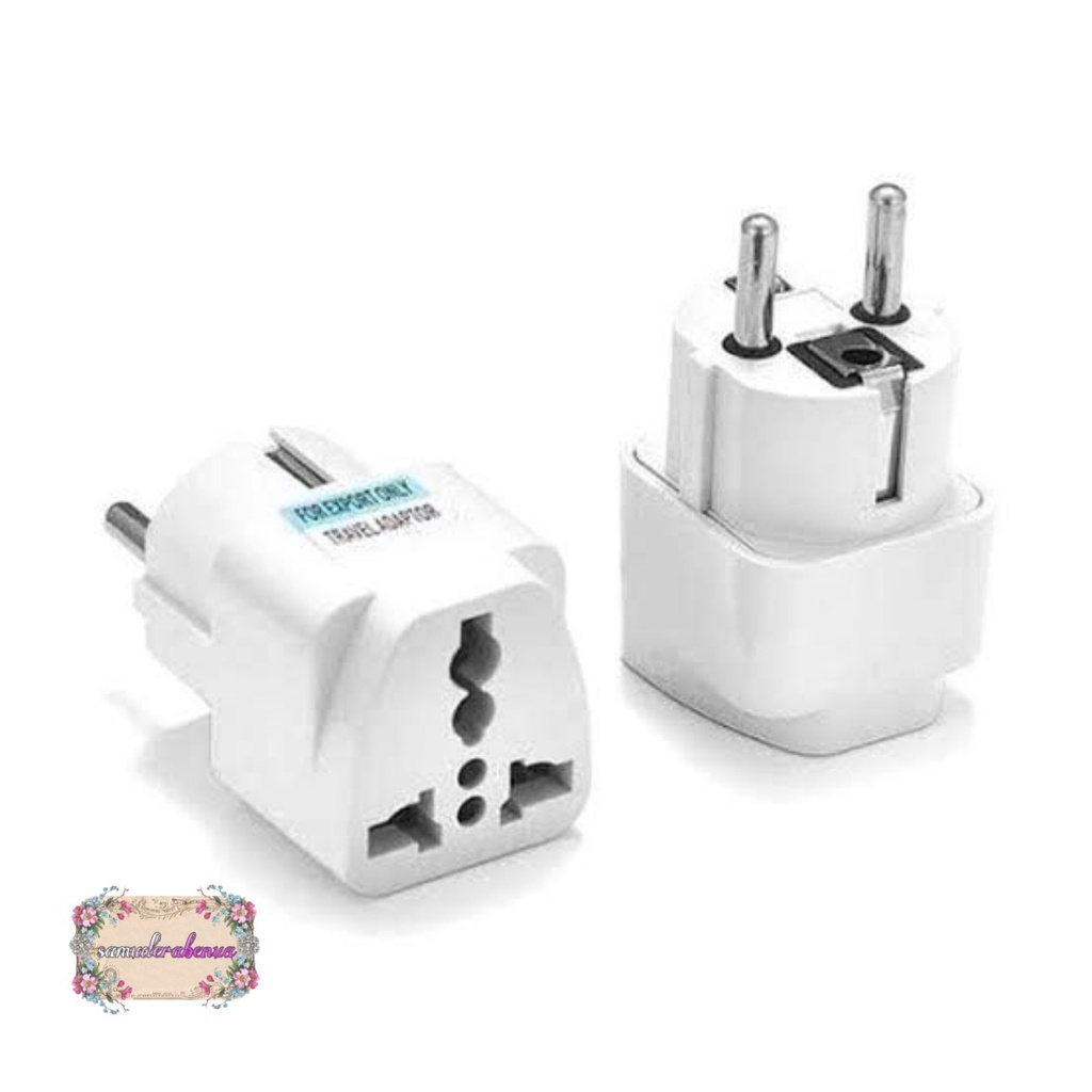 STEKER Adaptor Travel Charger / Sambungan Charger Kaki 3 ke Kaki 2 / EU KR Plug Adapter Converter SB3100