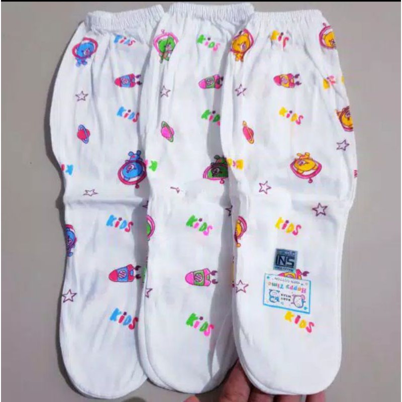 3pcs _celana panjang bayi happy Time Putih buka kaki tutup kaki / Sunjoly pth /c.pj.happy time print