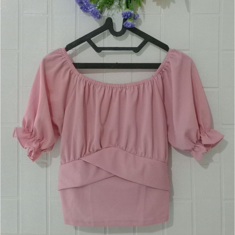 Baju crop wanita fashion/sabrina