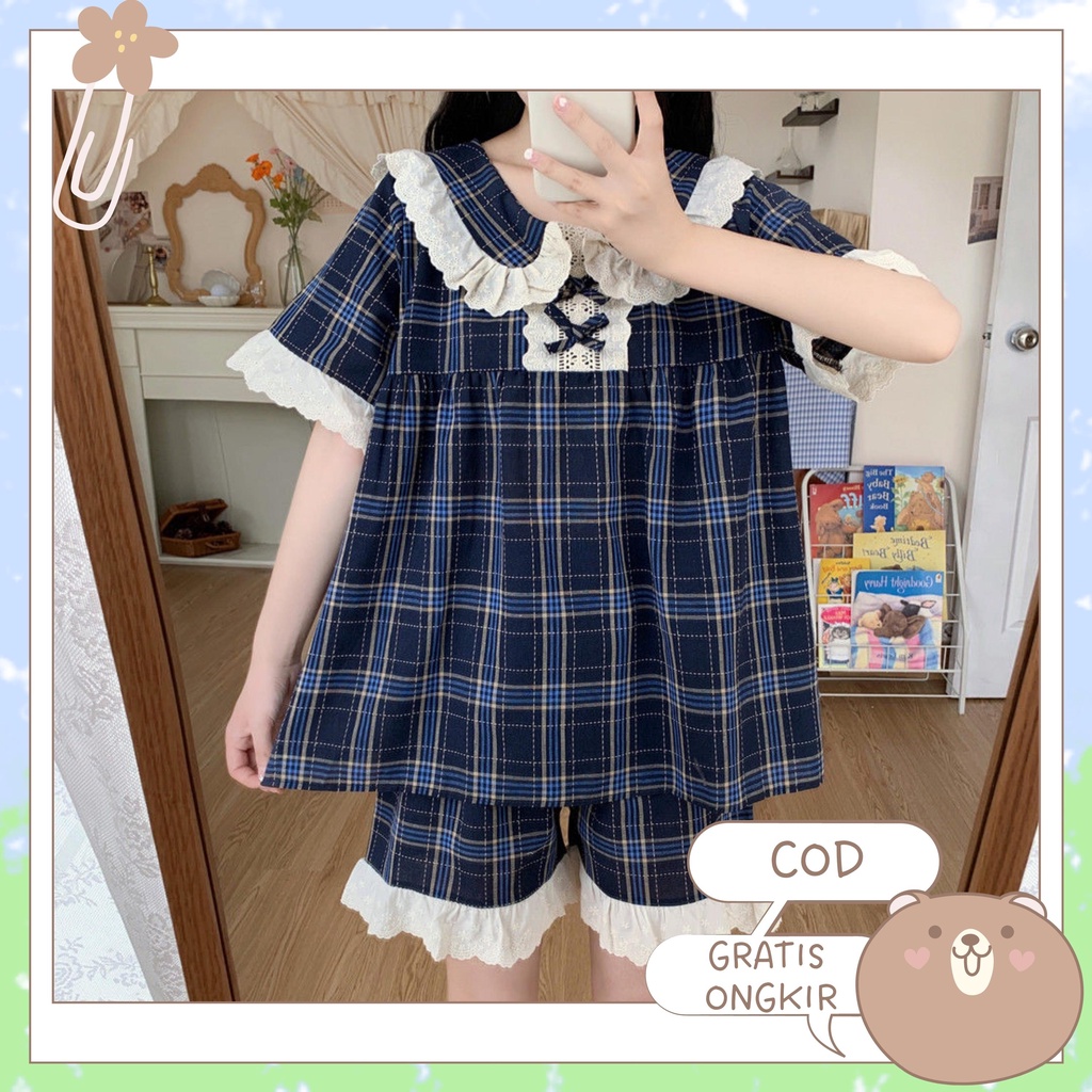 [COD] Yumi Sleepwear Baju Tidur Wanita Baju Piyama Wanita Piyama Baju Tidur Wanita Baju Piama Wanita