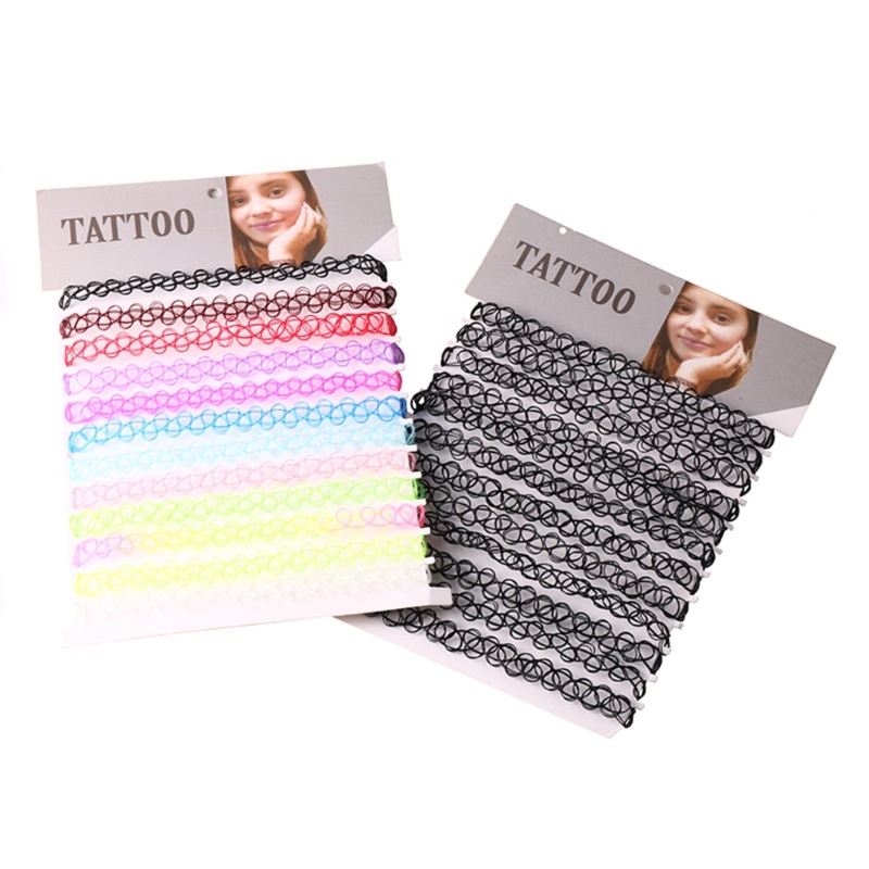 12pcs Kalung Choker Elastis Bahan Plastik Gaya Vintage