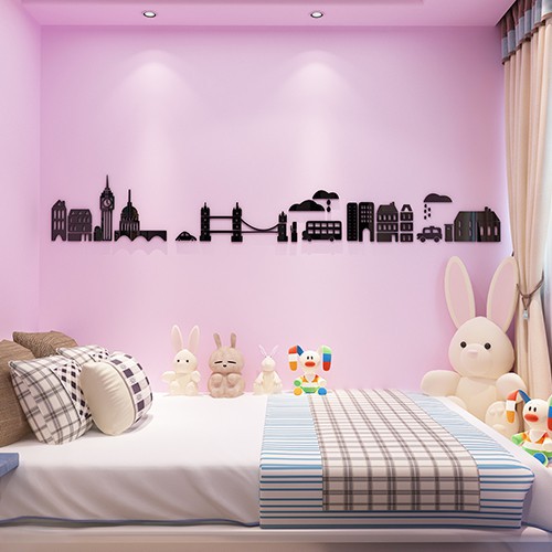 

Kota siluet kreatif 3D kristal akrilik tiga dimensi stiker d