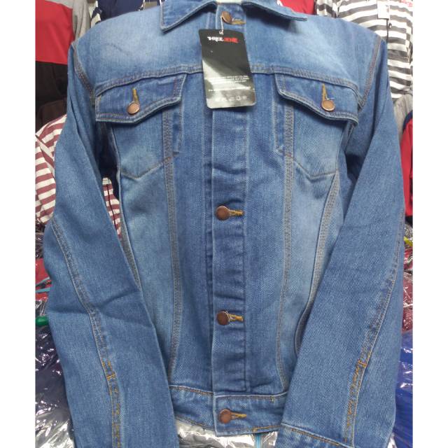 Jaket Jeans kerah kancing pria