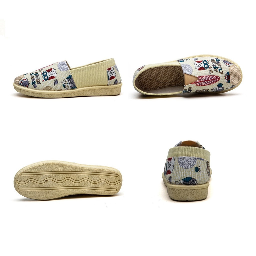 MOGYMOGY SHS007 Sepatu Flatshoes Bahan Katun Motif Pansus Shoes Woman Fashion Casual Korea Style  kode A-H