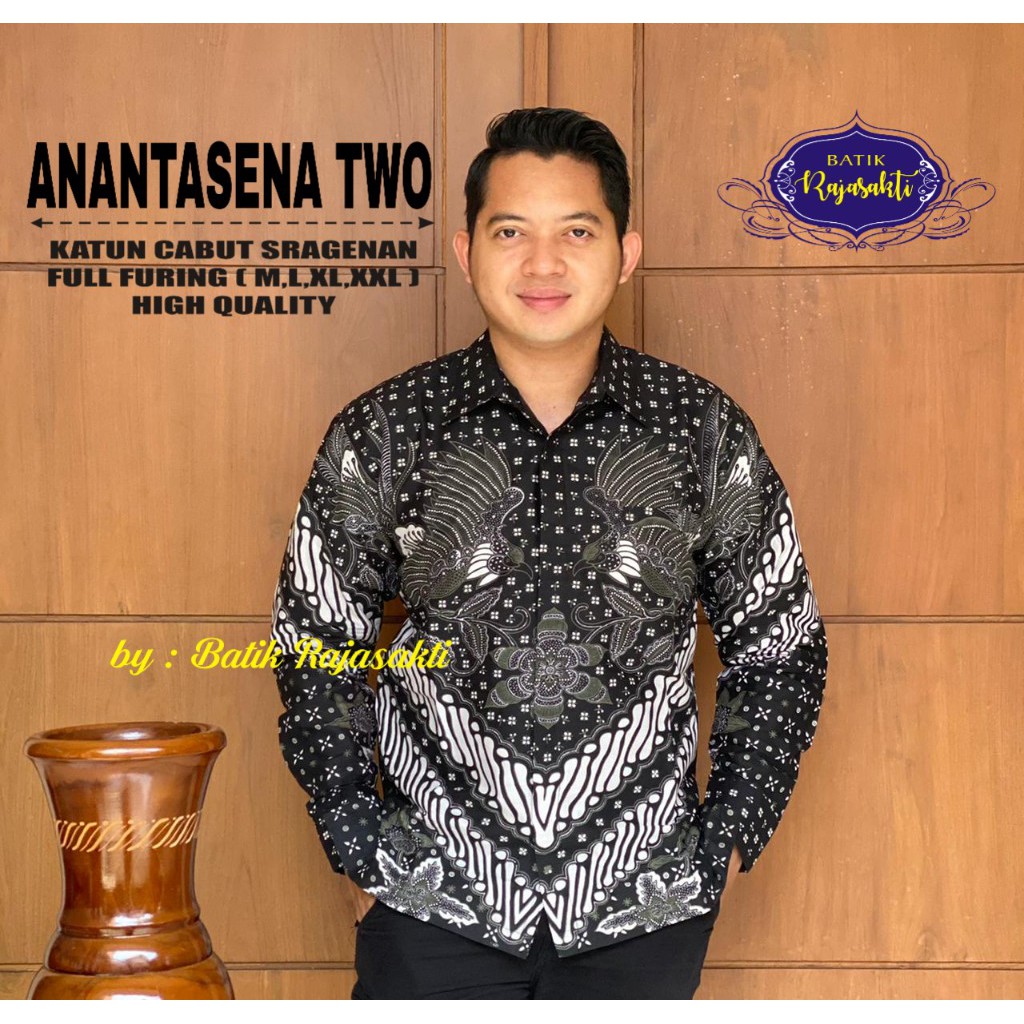 ANANTASENA TWO Atasan Baju Kemeja Batik Pria Lengan Panjang PREMIUM LAPIS FURING Katun RAJASAKTI