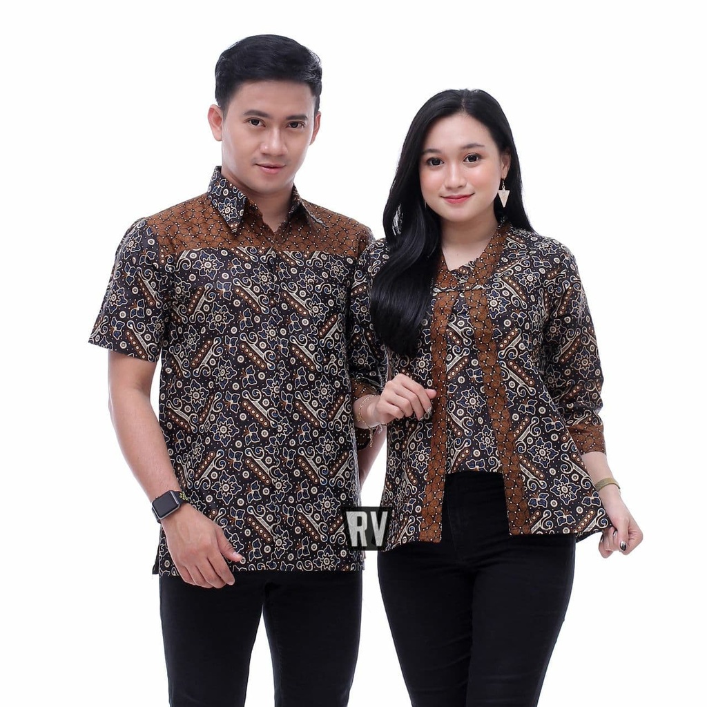 Jual Seragam Batik Kantor Set Couple Baju Batik Motif Coklat Couple