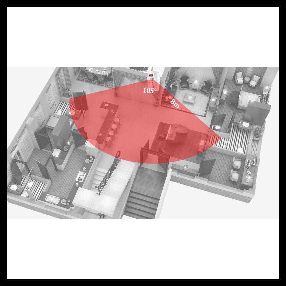 Alarm Pintu Rumah Jendela Anti maling Baterai Sensor Gerak Alaram Pintu Bunyi Keras Anti Maling Infrared PIR Sensor Gerak 2 Remote Sensor Bayangan EMASTIFF YL105 White