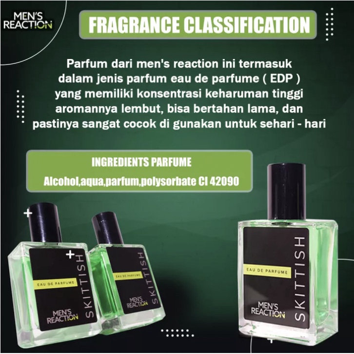 Parfum  Mens Reactions Skittish Dengan Sensasi 3 aroma Keharuman