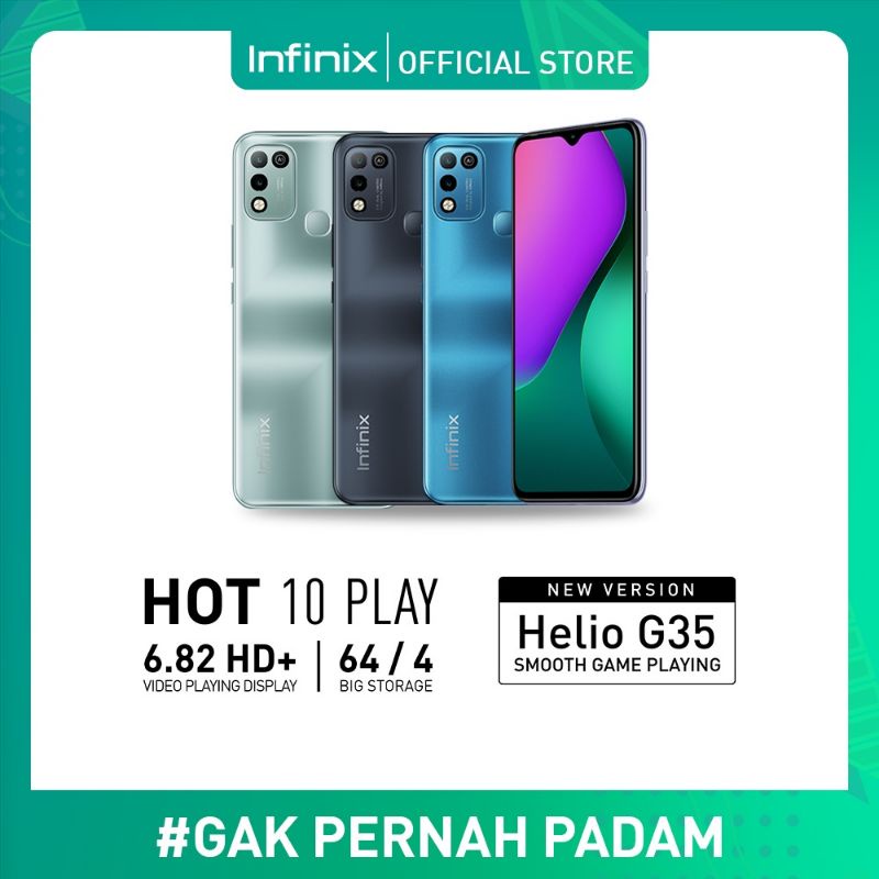 Infinix Hot 10 Play Ram 3/32 & 4/64 Garansi Resmi