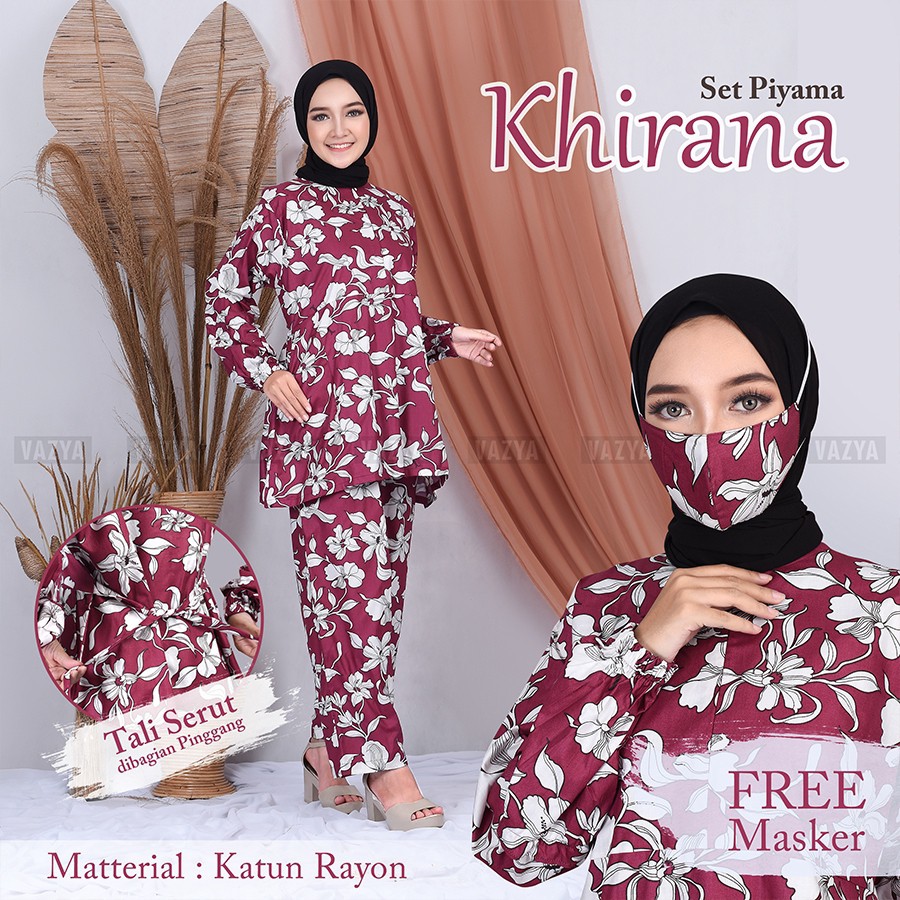 Set Pajamas Rayon Khirana Free Masker