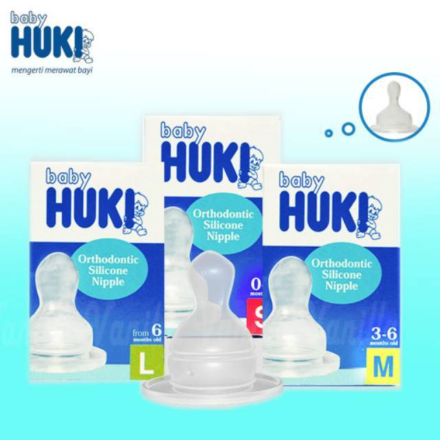 1pcs Dot Baby HUKI Orthodontic Silicone Nipple Size S M L nipel gepeng empeng dot bayi Pengganti