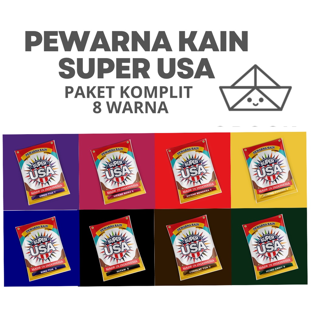 8 Warna Paket Wantex Merk USA Super Pewarna Kain Grosir Bundle DIY Tie Dye Sumbo Jumput Wenter Komplit Bahan Katun Kanvas Corduroy Pewarna Jeans Ikat Celup Serbuk Wantek Bubuk Best Seller Warna Pekat Grosir Prakarya Malang