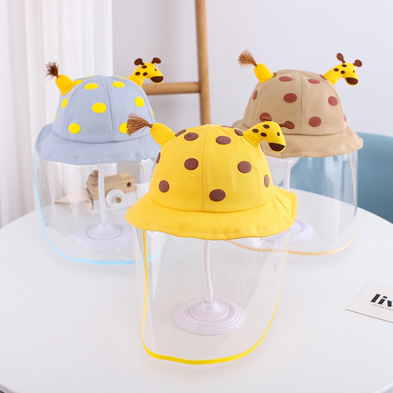 Topi Bucket Dengan Cover Pelindung Wajah Anti droplet Dapat Dilepas Untuk Bayi / Anak