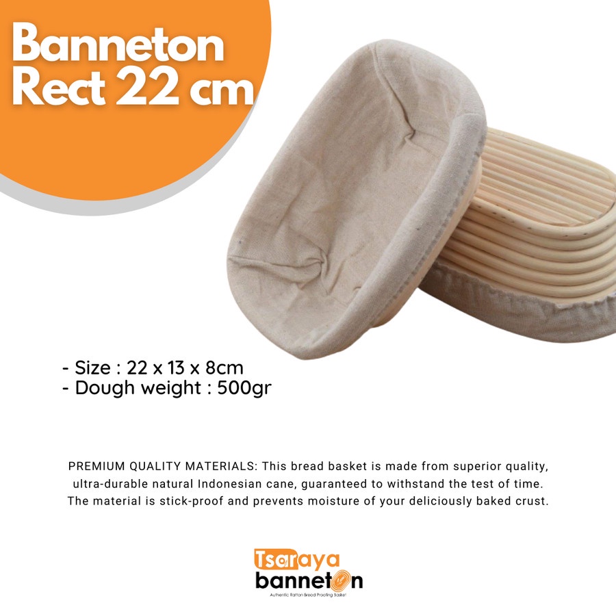 BANNETON RECT 22CM UNTUK 500G DOUGH | TSARAYA RATTAN