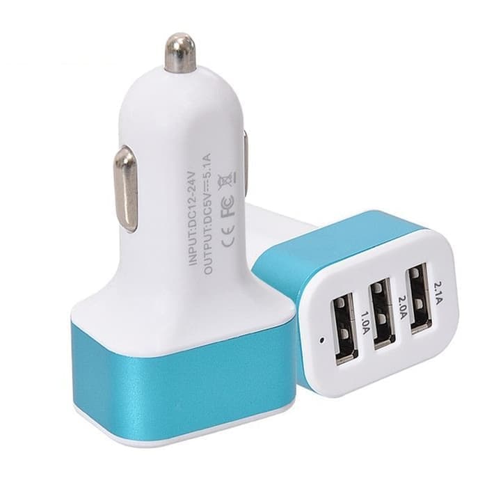 USB 3 IN 1 CHARGER MOBIL Portable Casan Handphone Android Phone Aksesoris Interior Mobil Murah