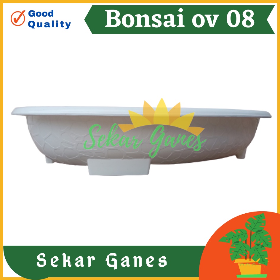 ORI BJP BONSAI OVAL OV 08 Putih Pot Bunga Plastik Bonsai Budi Jaya Motif Batu Alam Ceper Pendek Pot Bonsai Plastik Keramik Semen Bonsai Mame Kelapa Besar Mini