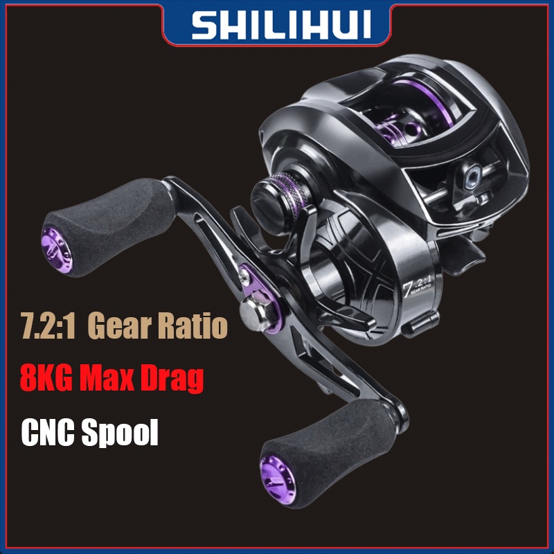 SHILIHUI Reel Pancing Casting Drag Max 8KG Rasio 7.2: 1 AF2000 Metal Spool Rell Baitcasting Reel Bc Ril Laut Real Muarh