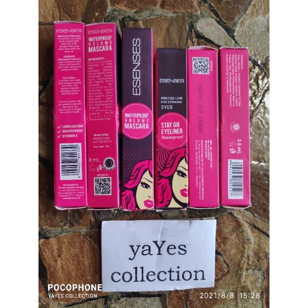 Mascara Eyeliner Esenses Waterproof valume Maskara esens longlasting kosmetik makeup mata