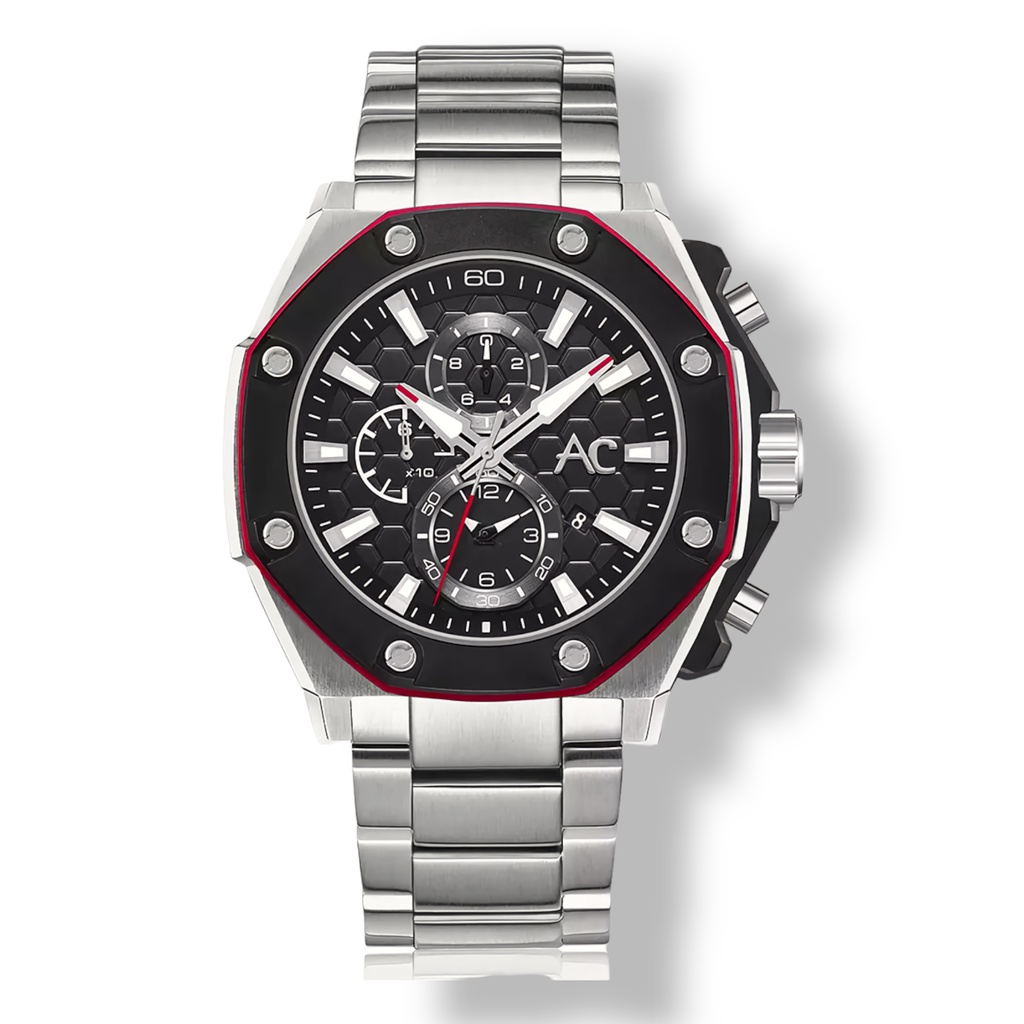 Alexandre Christie 9601 MCBTBBA - Jam Tangan Pria - Silver Black - Stainless Steel Bracelet