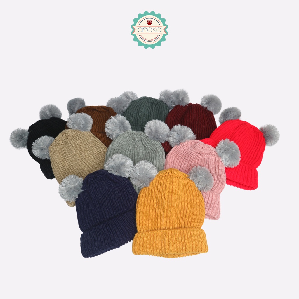 Kupluk Rajut Beanie Pom-Pom / Beanies Hat Pom-Pom